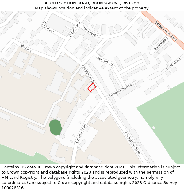4, OLD STATION ROAD, BROMSGROVE, B60 2AA: Location map and indicative extent of plot