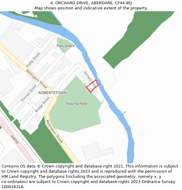 4, ORCHARD DRIVE, ABERDARE, CF44 8EJ: Location map and indicative extent of plot