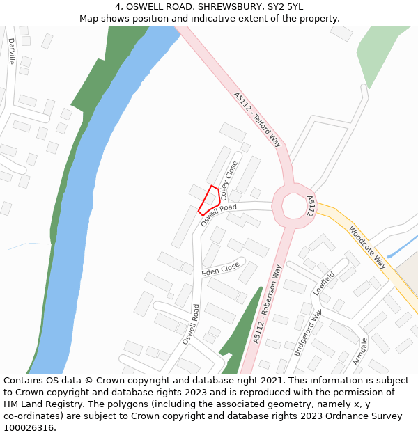 4, OSWELL ROAD, SHREWSBURY, SY2 5YL: Location map and indicative extent of plot