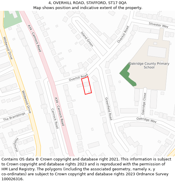 4, OVERHILL ROAD, STAFFORD, ST17 0QA: Location map and indicative extent of plot