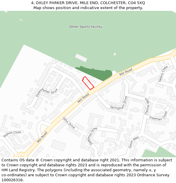 4, OXLEY PARKER DRIVE, MILE END, COLCHESTER, CO4 5XQ: Location map and indicative extent of plot