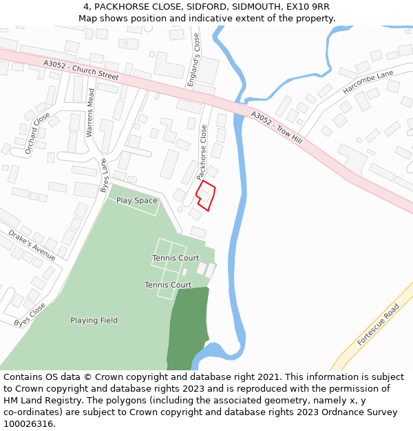 4, PACKHORSE CLOSE, SIDFORD, SIDMOUTH, EX10 9RR: Location map and indicative extent of plot