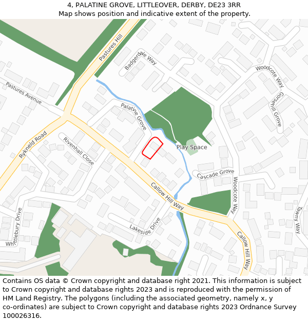 4, PALATINE GROVE, LITTLEOVER, DERBY, DE23 3RR: Location map and indicative extent of plot