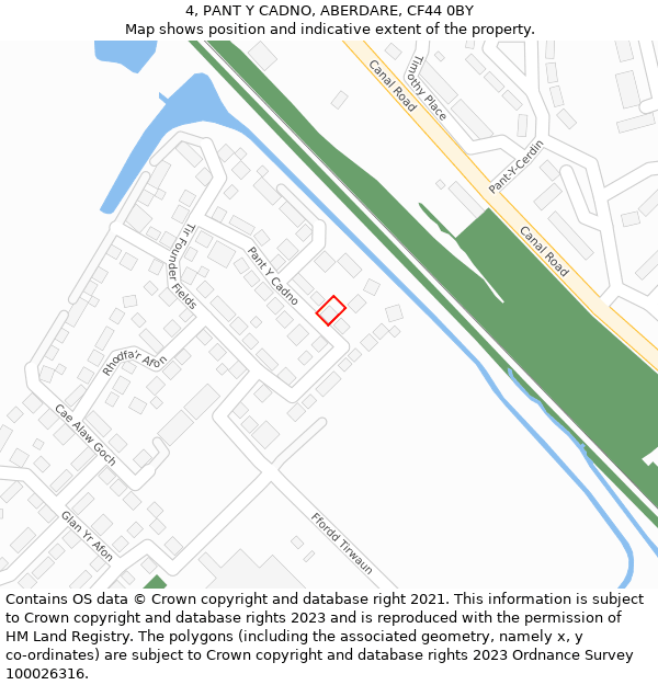 4, PANT Y CADNO, ABERDARE, CF44 0BY: Location map and indicative extent of plot