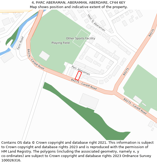 4, PARC ABERAMAN, ABERAMAN, ABERDARE, CF44 6EY: Location map and indicative extent of plot