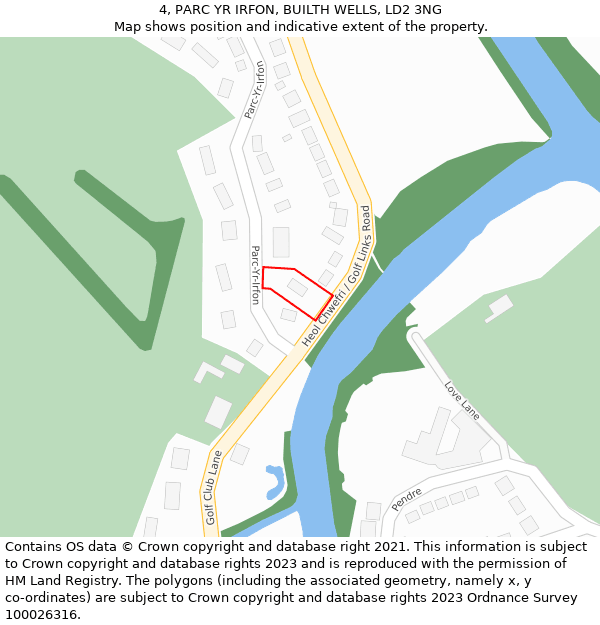 4, PARC YR IRFON, BUILTH WELLS, LD2 3NG: Location map and indicative extent of plot