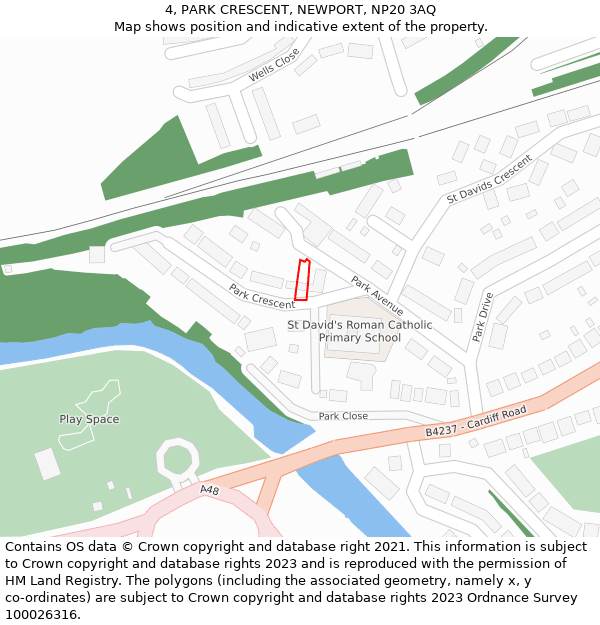 4, PARK CRESCENT, NEWPORT, NP20 3AQ: Location map and indicative extent of plot