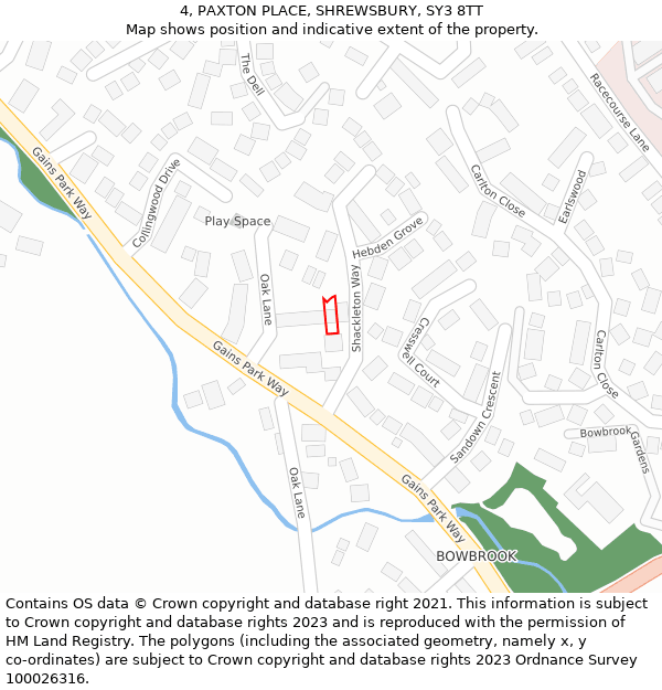 4, PAXTON PLACE, SHREWSBURY, SY3 8TT: Location map and indicative extent of plot