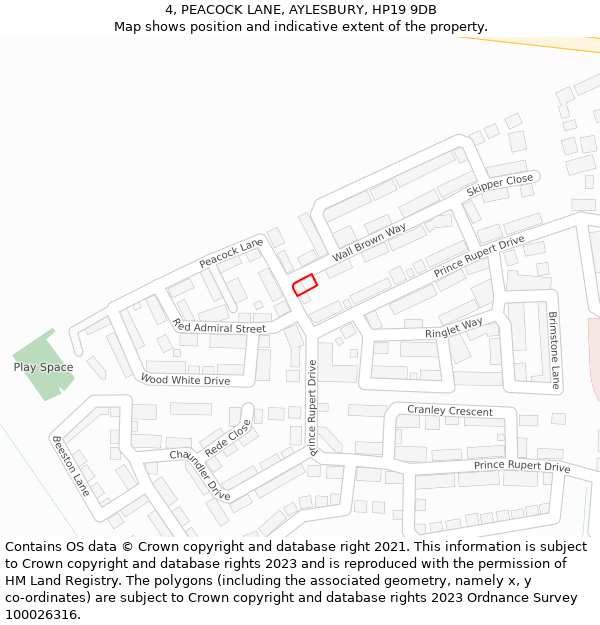 4, PEACOCK LANE, AYLESBURY, HP19 9DB: Location map and indicative extent of plot