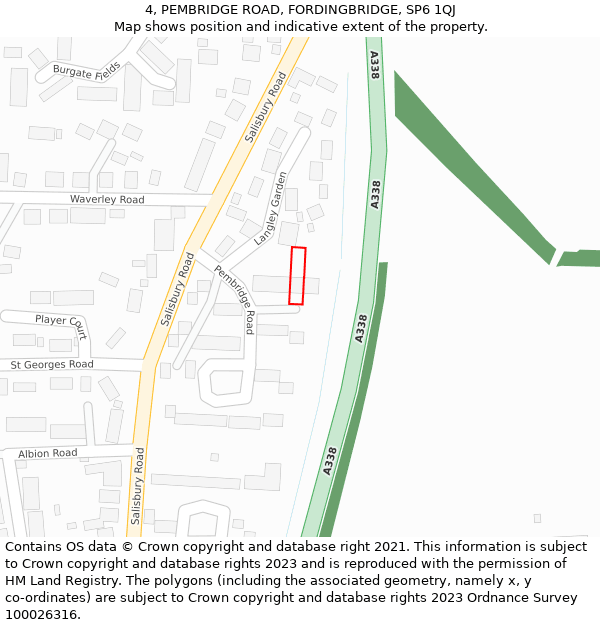 4, PEMBRIDGE ROAD, FORDINGBRIDGE, SP6 1QJ: Location map and indicative extent of plot