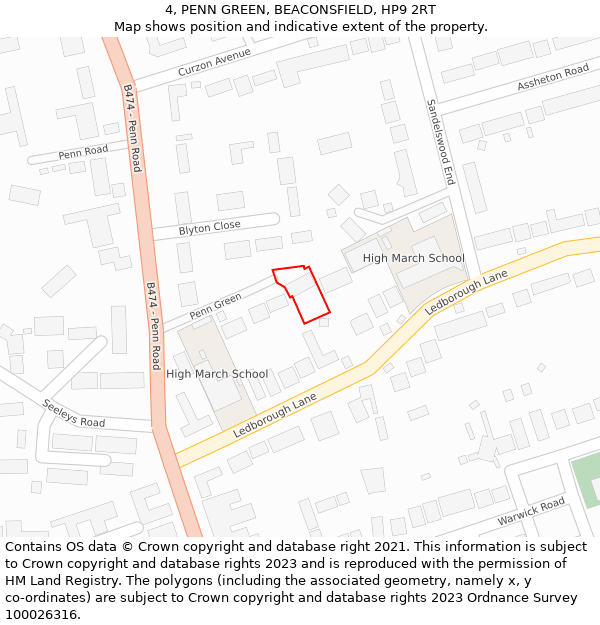 4, PENN GREEN, BEACONSFIELD, HP9 2RT: Location map and indicative extent of plot