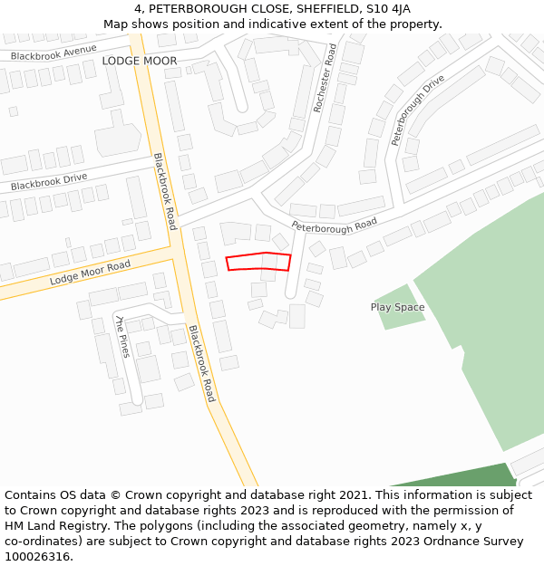 4, PETERBOROUGH CLOSE, SHEFFIELD, S10 4JA: Location map and indicative extent of plot