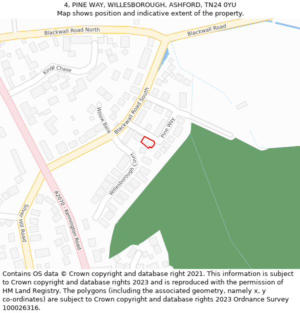 4, PINE WAY, WILLESBOROUGH, ASHFORD, TN24 0YU: Location map and indicative extent of plot