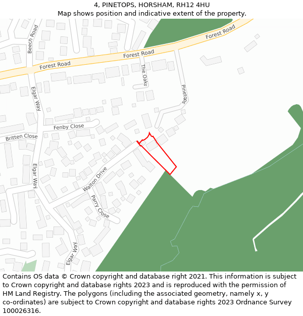 4, PINETOPS, HORSHAM, RH12 4HU: Location map and indicative extent of plot