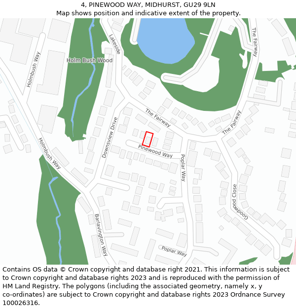 4, PINEWOOD WAY, MIDHURST, GU29 9LN: Location map and indicative extent of plot