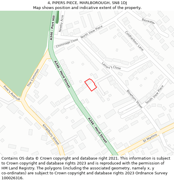 4, PIPERS PIECE, MARLBOROUGH, SN8 1DJ: Location map and indicative extent of plot