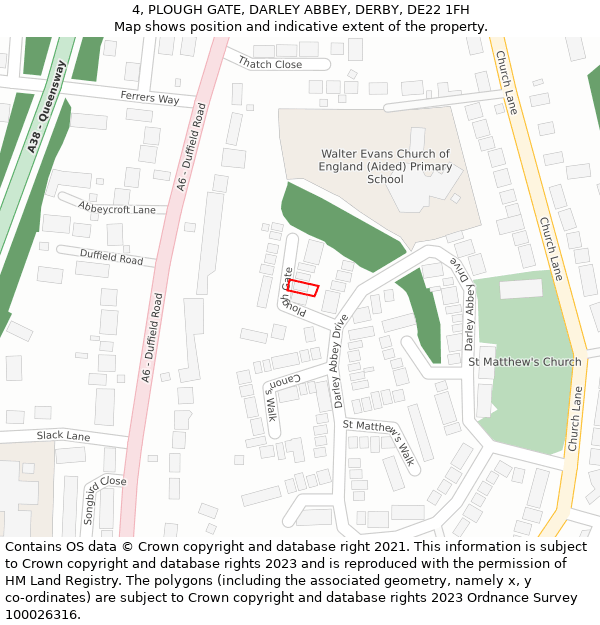 4, PLOUGH GATE, DARLEY ABBEY, DERBY, DE22 1FH: Location map and indicative extent of plot