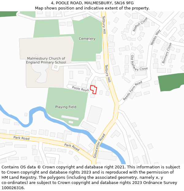 4, POOLE ROAD, MALMESBURY, SN16 9FG: Location map and indicative extent of plot