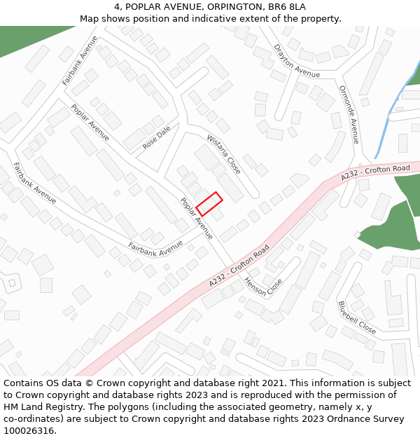 4, POPLAR AVENUE, ORPINGTON, BR6 8LA: Location map and indicative extent of plot
