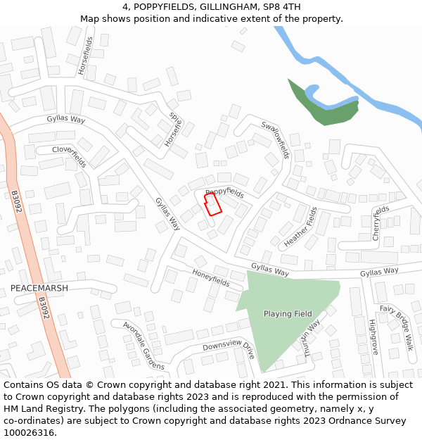 4, POPPYFIELDS, GILLINGHAM, SP8 4TH: Location map and indicative extent of plot