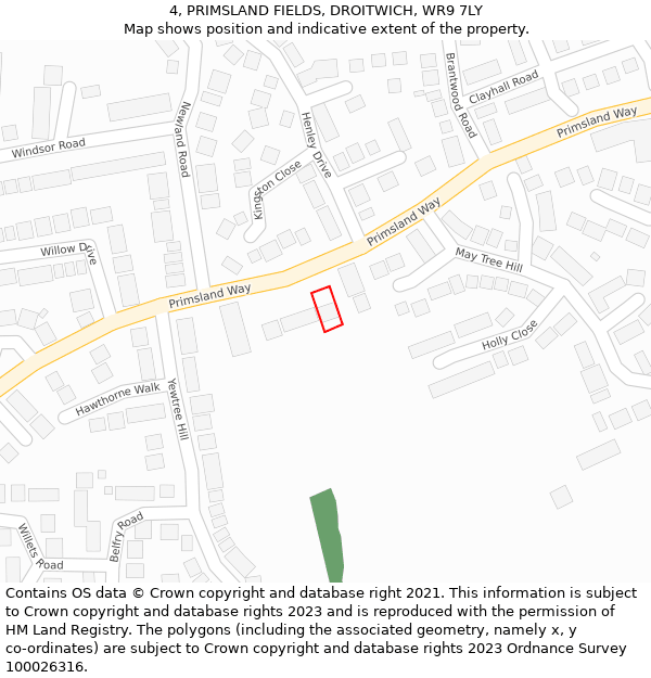 4, PRIMSLAND FIELDS, DROITWICH, WR9 7LY: Location map and indicative extent of plot