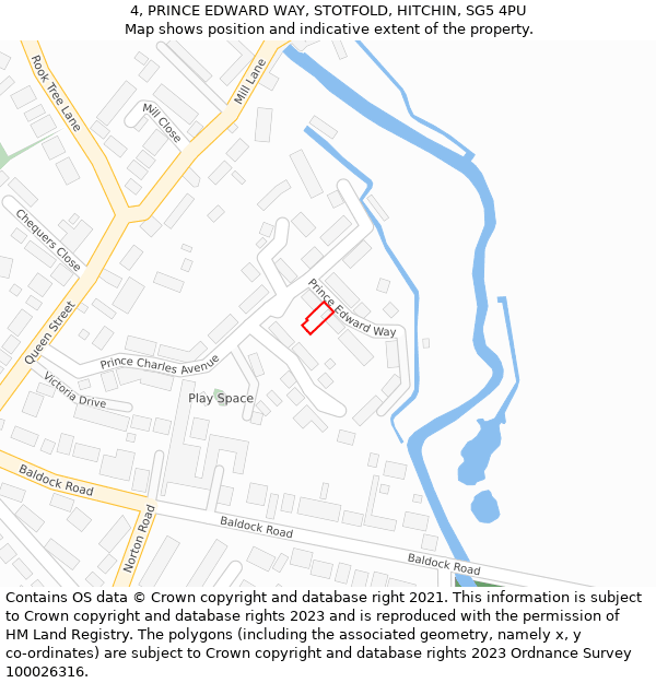 4, PRINCE EDWARD WAY, STOTFOLD, HITCHIN, SG5 4PU: Location map and indicative extent of plot