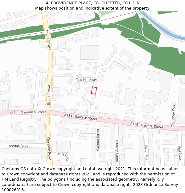 4, PROVIDENCE PLACE, COLCHESTER, CO1 2LN: Location map and indicative extent of plot