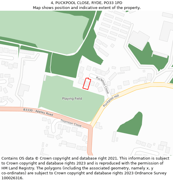 4, PUCKPOOL CLOSE, RYDE, PO33 1PD: Location map and indicative extent of plot