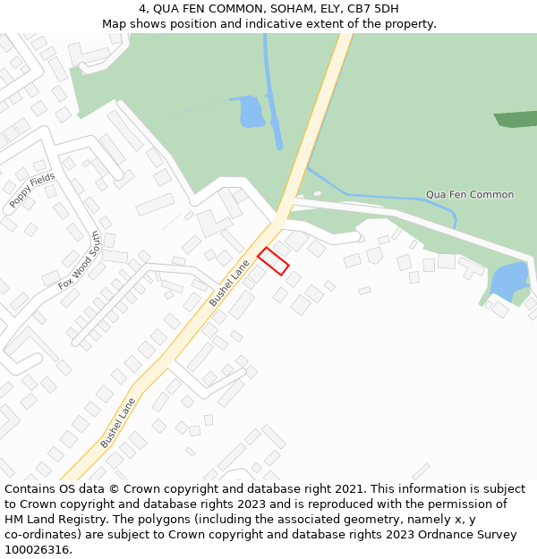 4, QUA FEN COMMON, SOHAM, ELY, CB7 5DH: Location map and indicative extent of plot