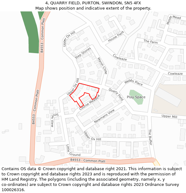 4, QUARRY FIELD, PURTON, SWINDON, SN5 4FX: Location map and indicative extent of plot