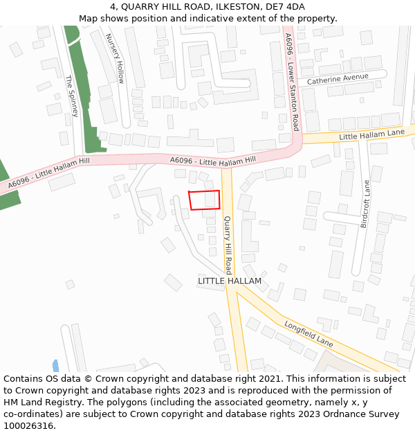 4, QUARRY HILL ROAD, ILKESTON, DE7 4DA: Location map and indicative extent of plot