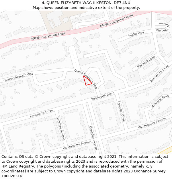 4, QUEEN ELIZABETH WAY, ILKESTON, DE7 4NU: Location map and indicative extent of plot