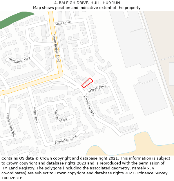 4, RALEIGH DRIVE, HULL, HU9 1UN: Location map and indicative extent of plot