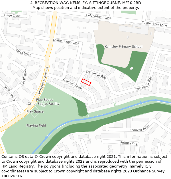 4, RECREATION WAY, KEMSLEY, SITTINGBOURNE, ME10 2RD: Location map and indicative extent of plot