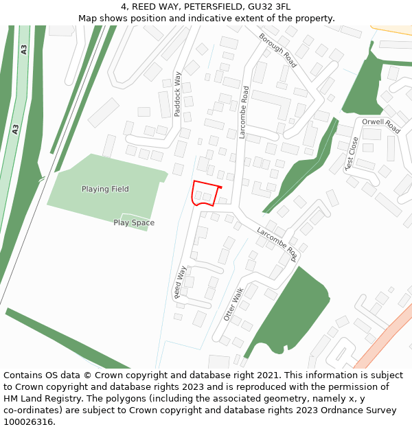 4, REED WAY, PETERSFIELD, GU32 3FL: Location map and indicative extent of plot