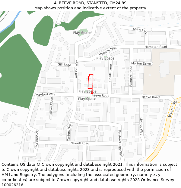 4, REEVE ROAD, STANSTED, CM24 8SJ: Location map and indicative extent of plot