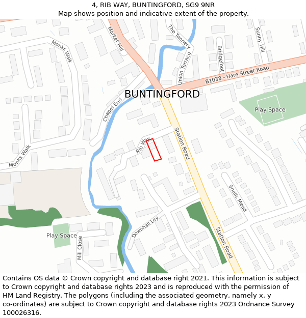 4, RIB WAY, BUNTINGFORD, SG9 9NR: Location map and indicative extent of plot