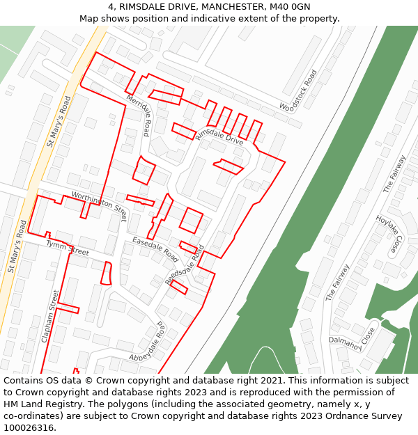 4, RIMSDALE DRIVE, MANCHESTER, M40 0GN: Location map and indicative extent of plot