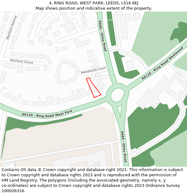 4, RING ROAD, WEST PARK, LEEDS, LS16 6EJ: Location map and indicative extent of plot