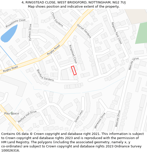 4, RINGSTEAD CLOSE, WEST BRIDGFORD, NOTTINGHAM, NG2 7UJ: Location map and indicative extent of plot