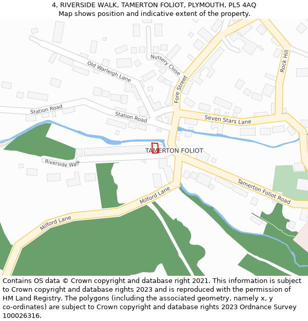 4, RIVERSIDE WALK, TAMERTON FOLIOT, PLYMOUTH, PL5 4AQ: Location map and indicative extent of plot
