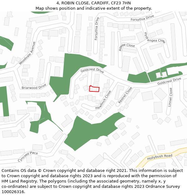 4, ROBIN CLOSE, CARDIFF, CF23 7HN: Location map and indicative extent of plot