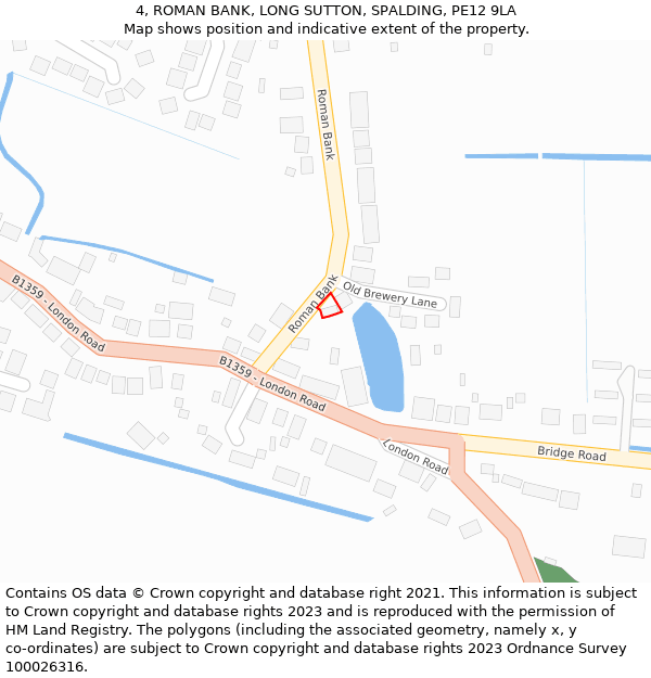 4, ROMAN BANK, LONG SUTTON, SPALDING, PE12 9LA: Location map and indicative extent of plot