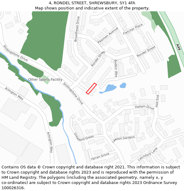 4, RONDEL STREET, SHREWSBURY, SY1 4FA: Location map and indicative extent of plot