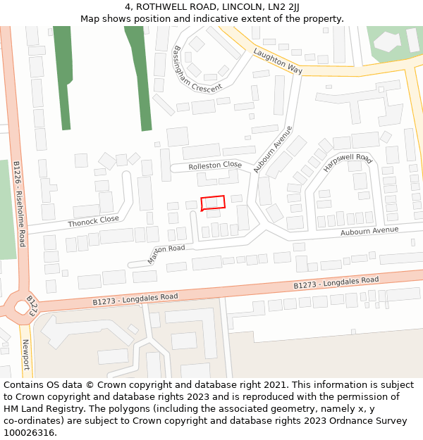 4, ROTHWELL ROAD, LINCOLN, LN2 2JJ: Location map and indicative extent of plot