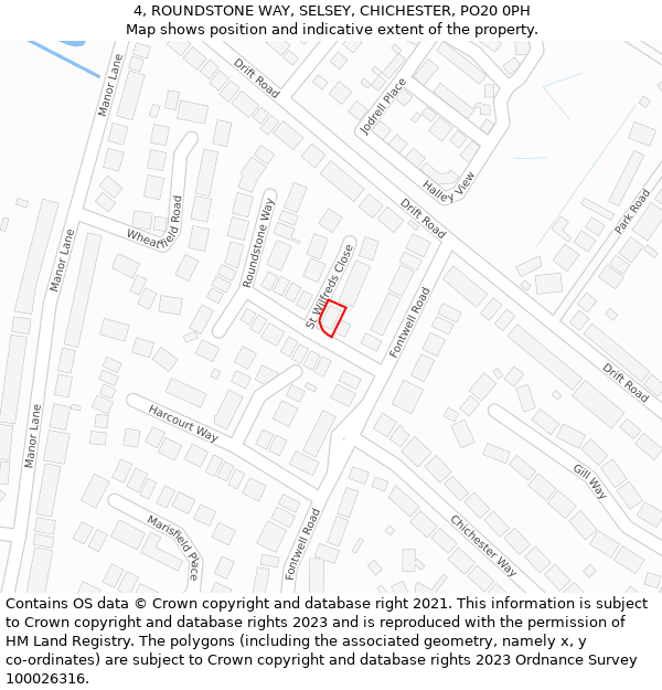 4, ROUNDSTONE WAY, SELSEY, CHICHESTER, PO20 0PH: Location map and indicative extent of plot