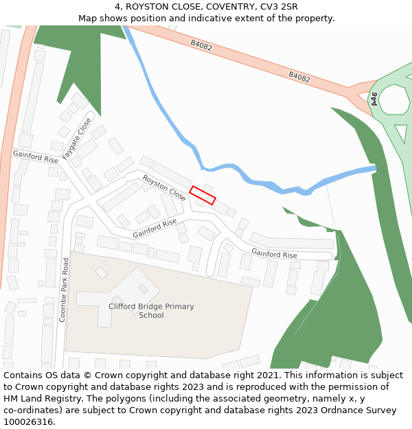 4, ROYSTON CLOSE, COVENTRY, CV3 2SR: Location map and indicative extent of plot