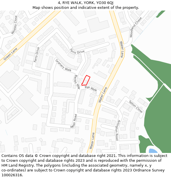 4, RYE WALK, YORK, YO30 6QJ: Location map and indicative extent of plot