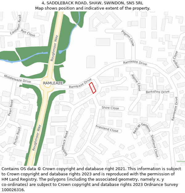 4, SADDLEBACK ROAD, SHAW, SWINDON, SN5 5RL: Location map and indicative extent of plot