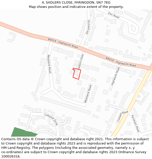 4, SADLERS CLOSE, FARINGDON, SN7 7EG: Location map and indicative extent of plot